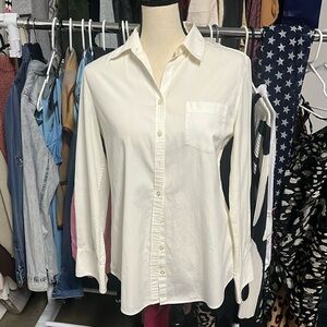 Pre Loved Off White Long Sleeve Button Down Banana Republic Front Pocket Shirt